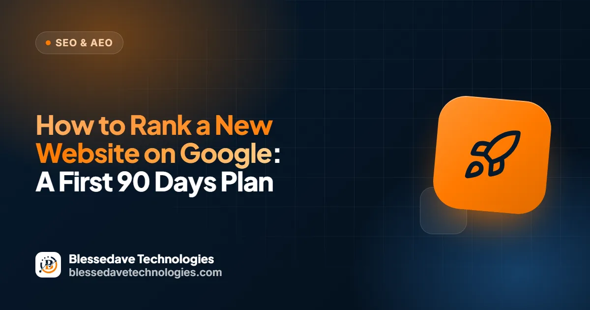 How to Rank a New Website on Google: A First 90 Days Plan: Blessedave Technologies guide cover