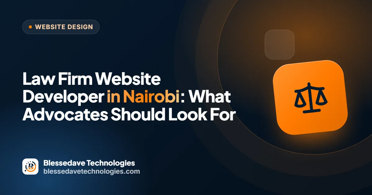 Law Firm Website Developer in Nairobi: What Advocates Should Look For: Blessedave Technologies guide cover