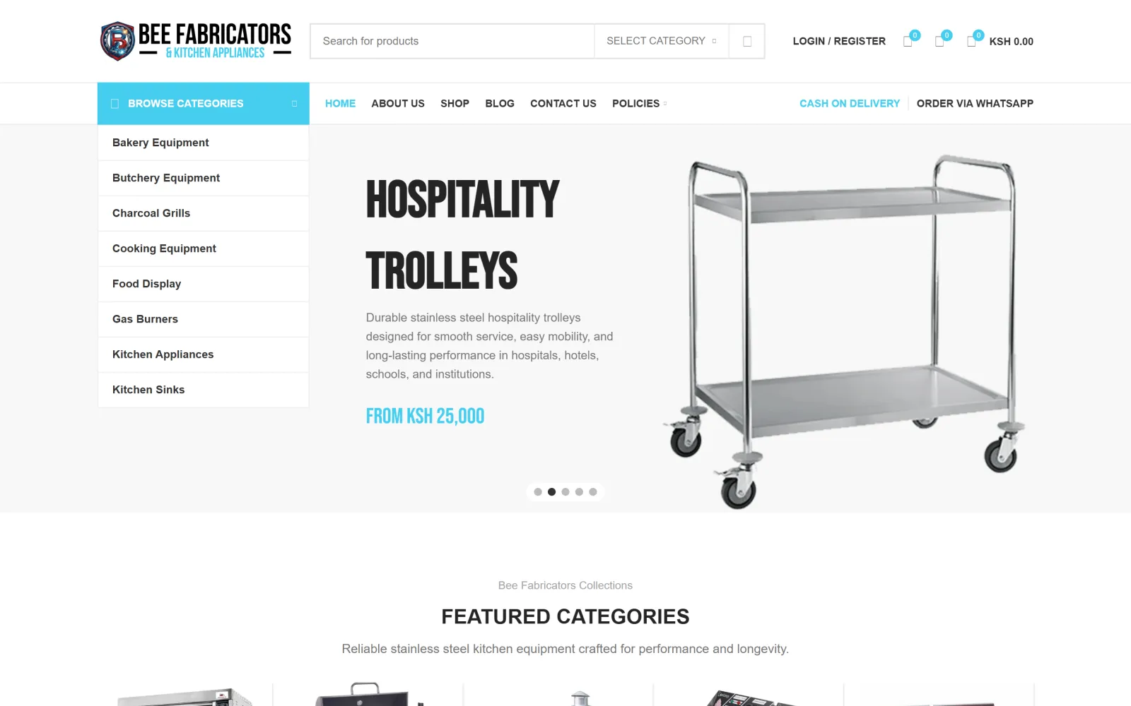 Homepage of the Bee Fabricators website built by Blessedave Technologies