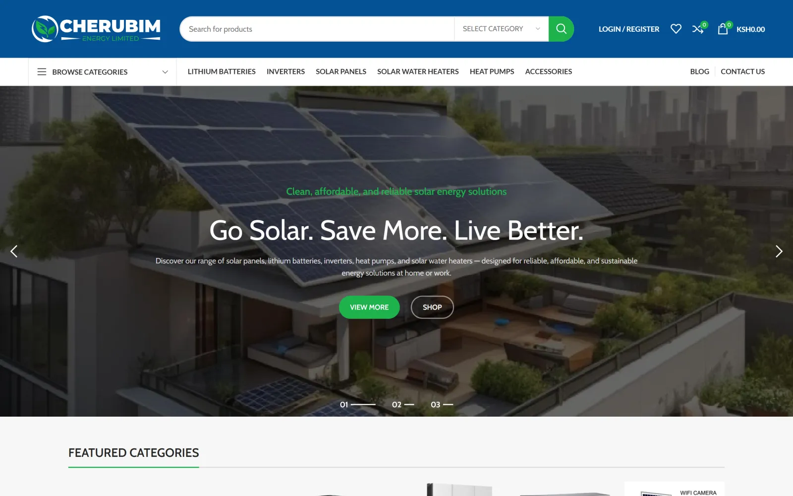 Homepage of the Cherubim Energy website built by Blessedave Technologies