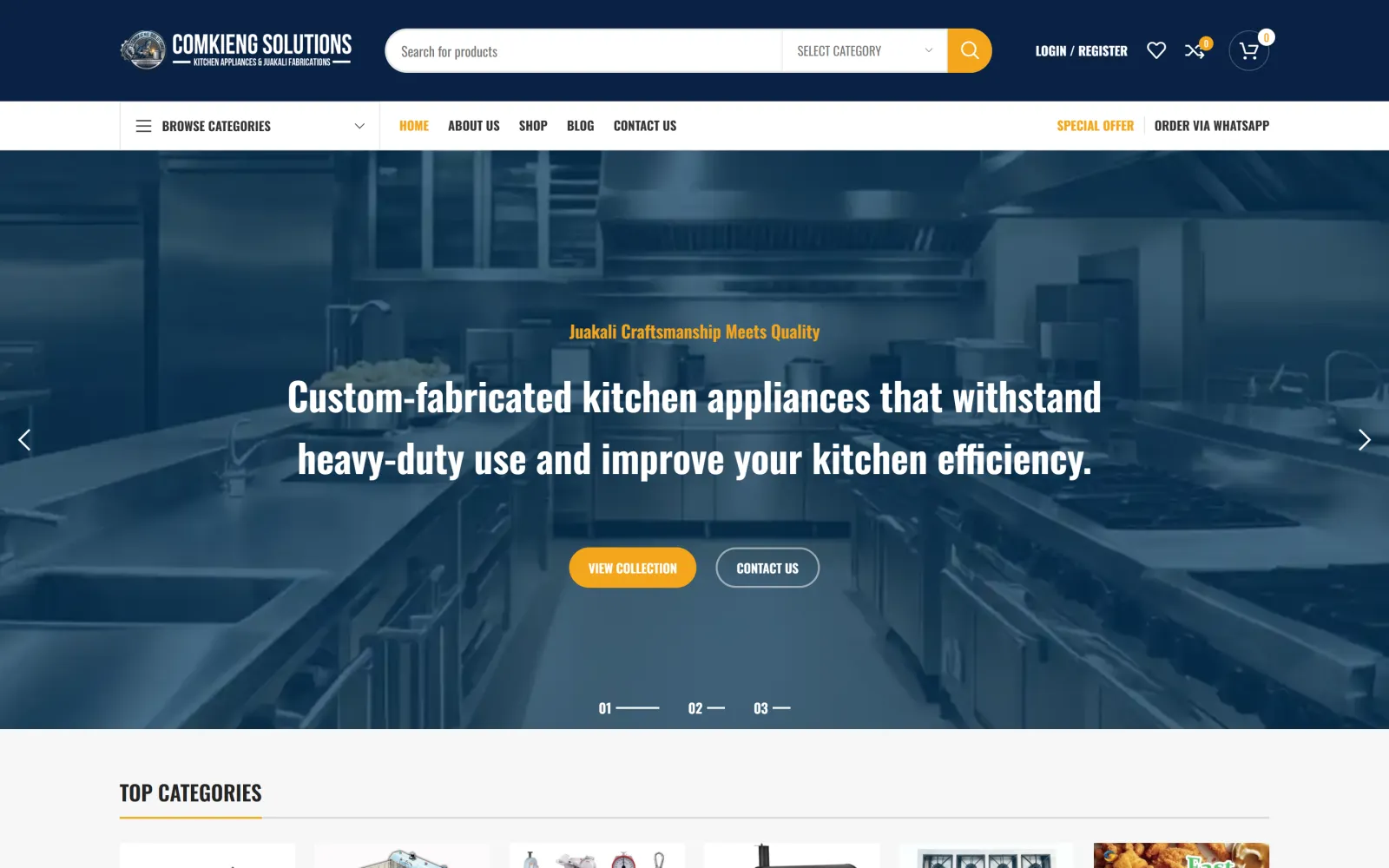 Homepage of the Comkieng Solutions website built by Blessedave Technologies