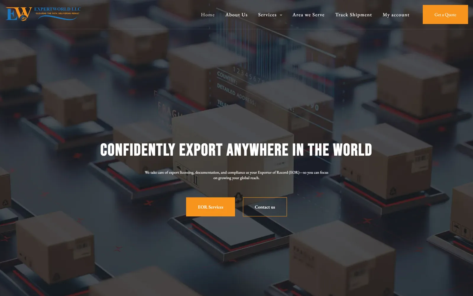 Homepage of the ExpertWorld LLC website built by Blessedave Technologies