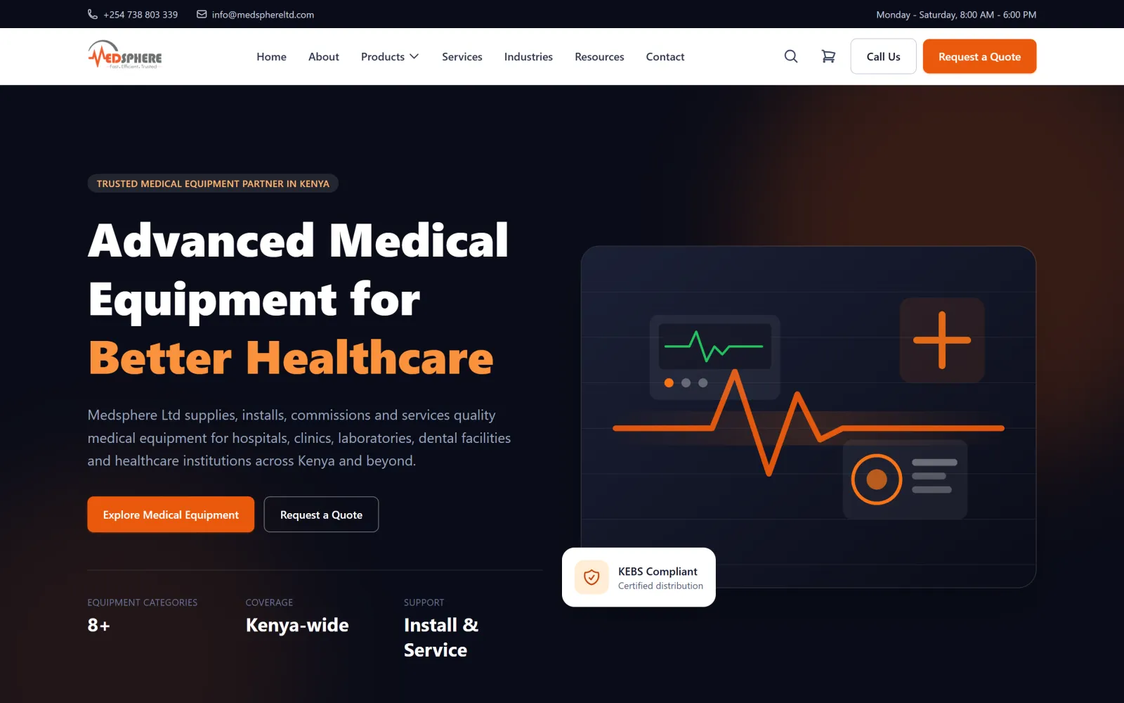 Homepage of the Medsphere Ltd website built by Blessedave Technologies